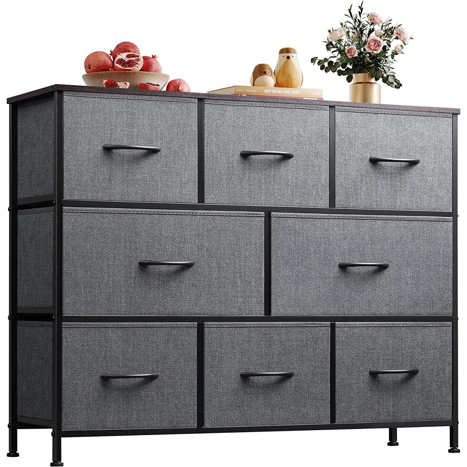 Fabric Dresser With TV Stand 8 Drawer Bedroom Storage