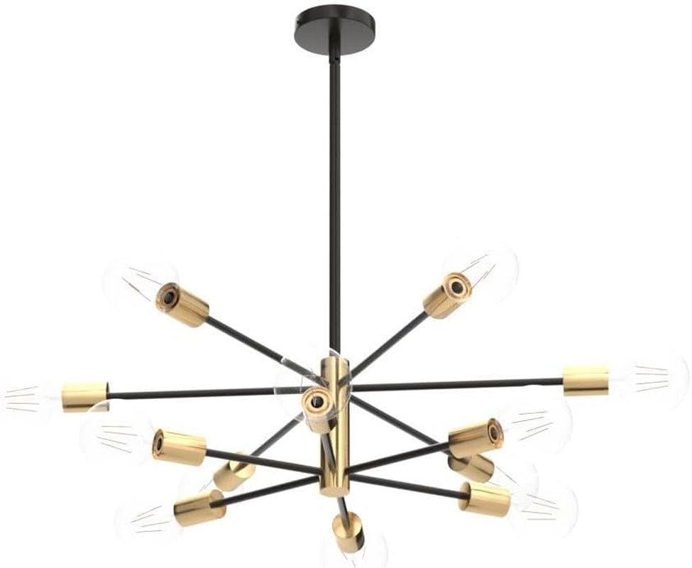 Contemporary Gold Black Sputnik Chandelier 12 Light-3