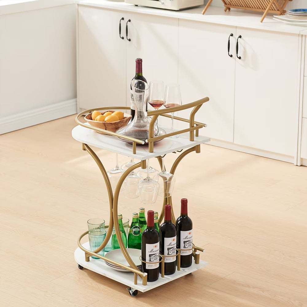 Elegant 2-Tier Entertainer: The Ultimate Bar Cart for Stylish Hosting