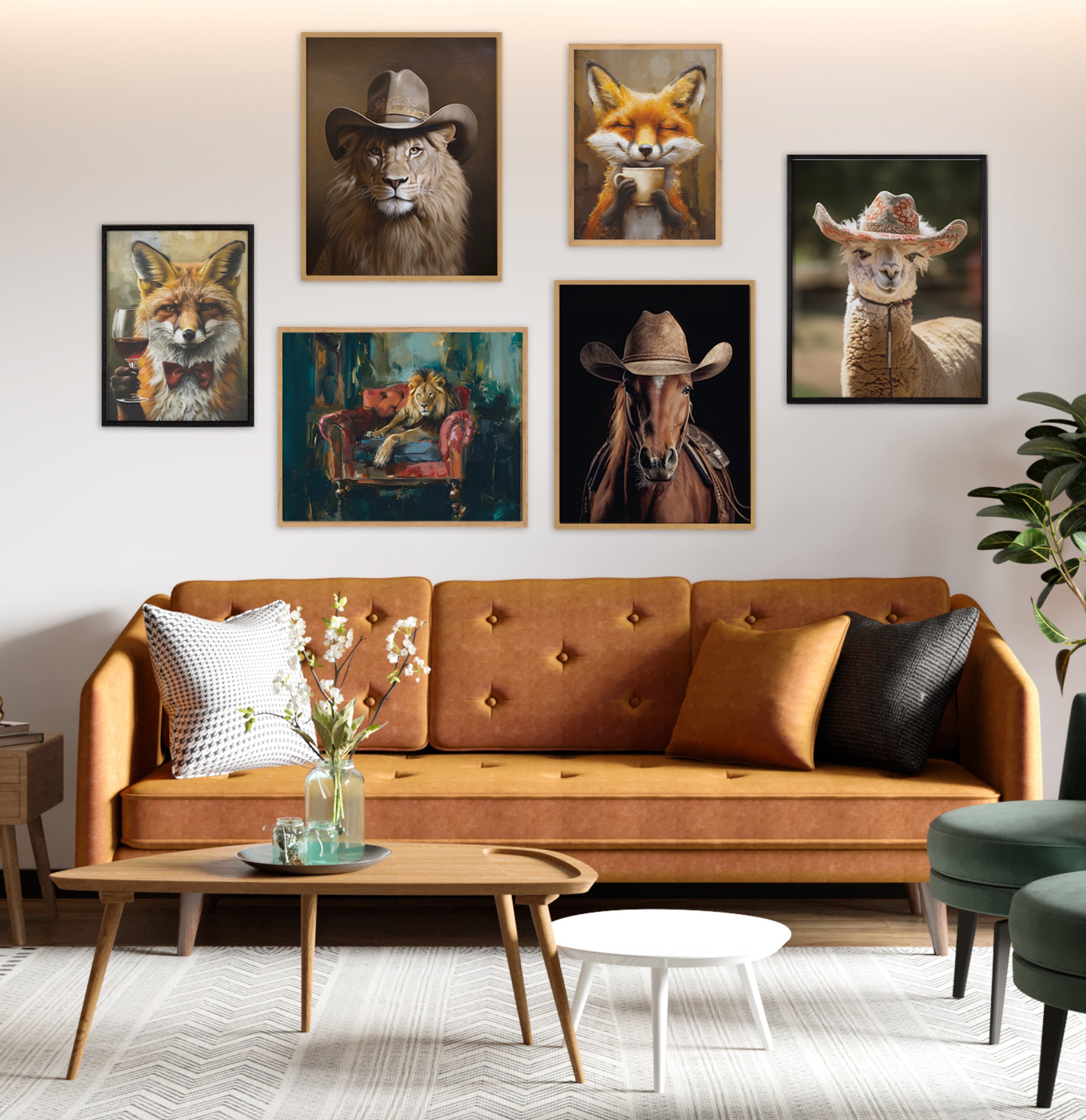 Gallery Lion Portrait in Rich Jewel Tones Print by The Creative Bunch Studio