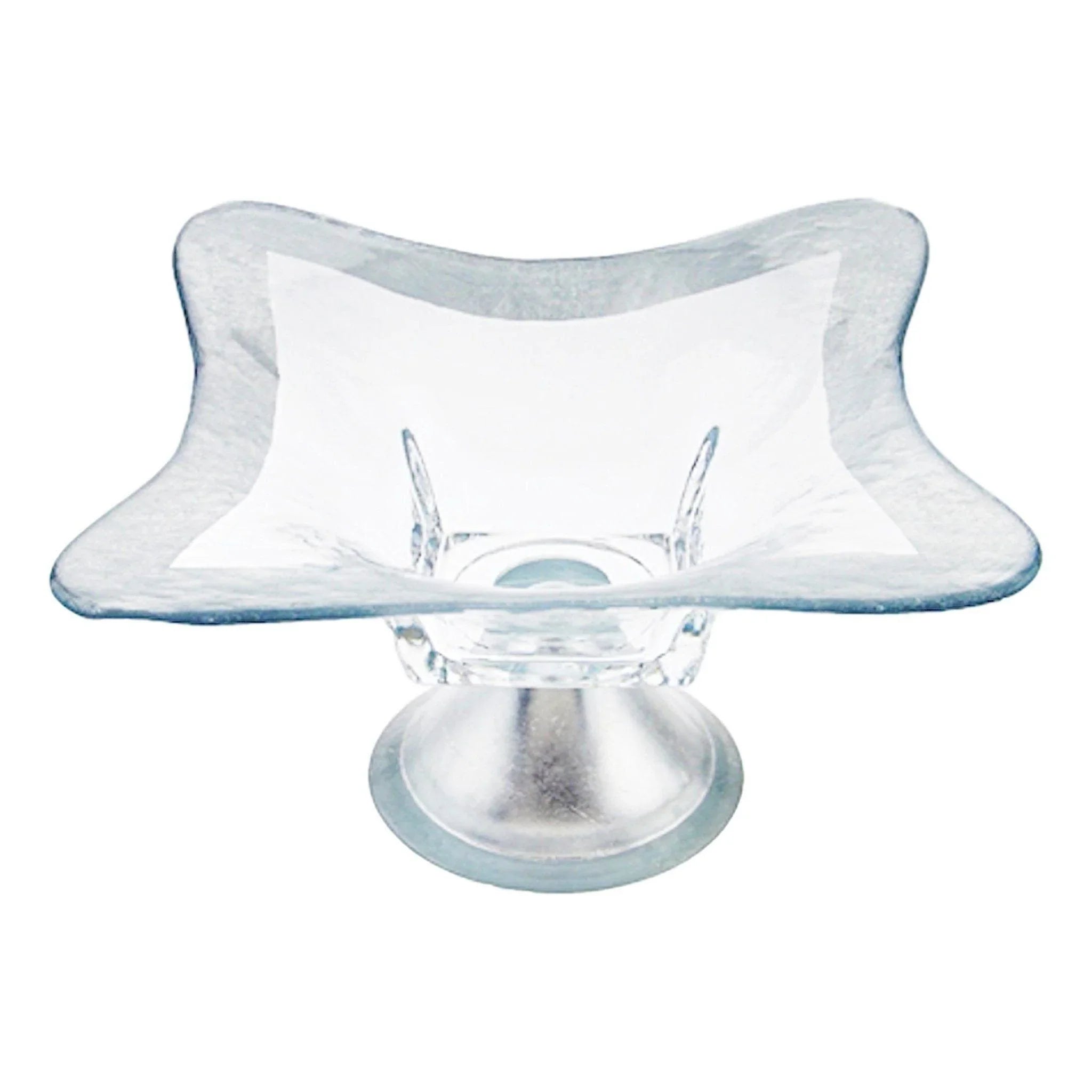 Decorative Pedestal Bowl with Genuine Silver Leaf Pattern