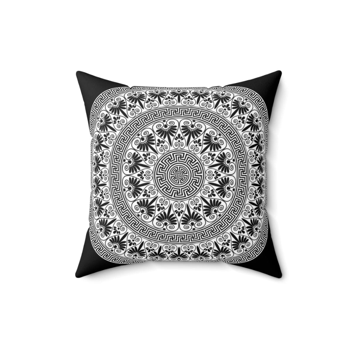 Decorative Throw Pillow Cover, Black And White Geometric Boho Pattern-4