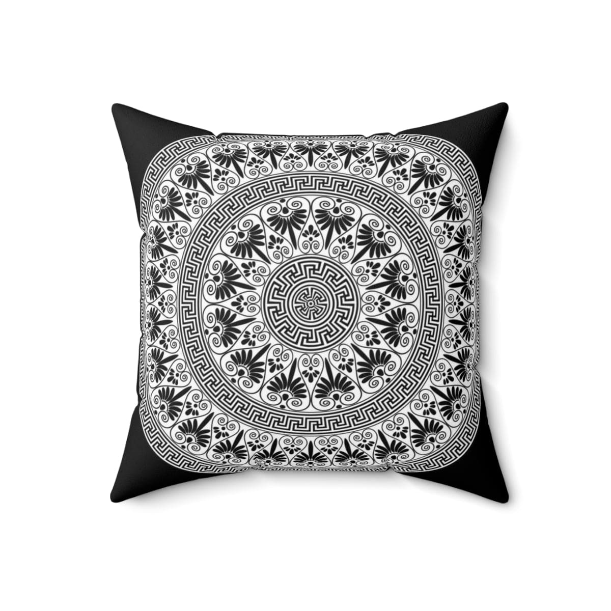 Decorative Throw Pillow Cover, Black And White Geometric Boho Pattern-6