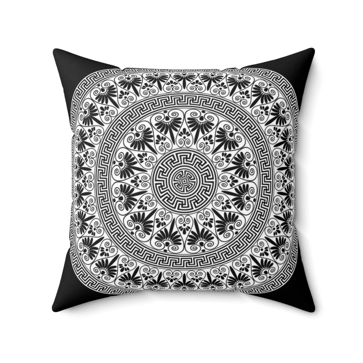 Decorative Throw Pillow Cover, Black And White Geometric Boho Pattern-0