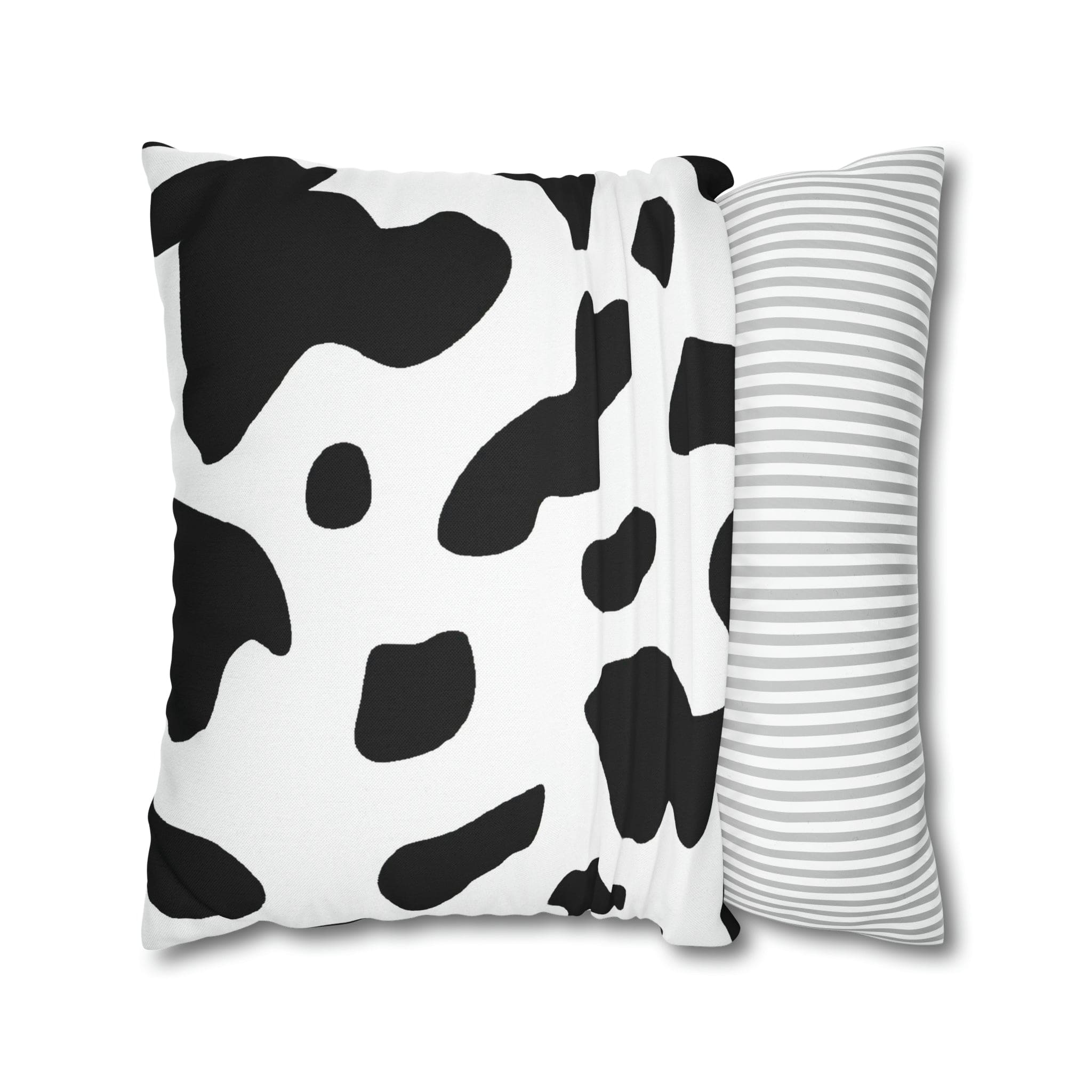 Decorative Throw Pillow Cover, Black And White Abstract Cow Print Pattern-4