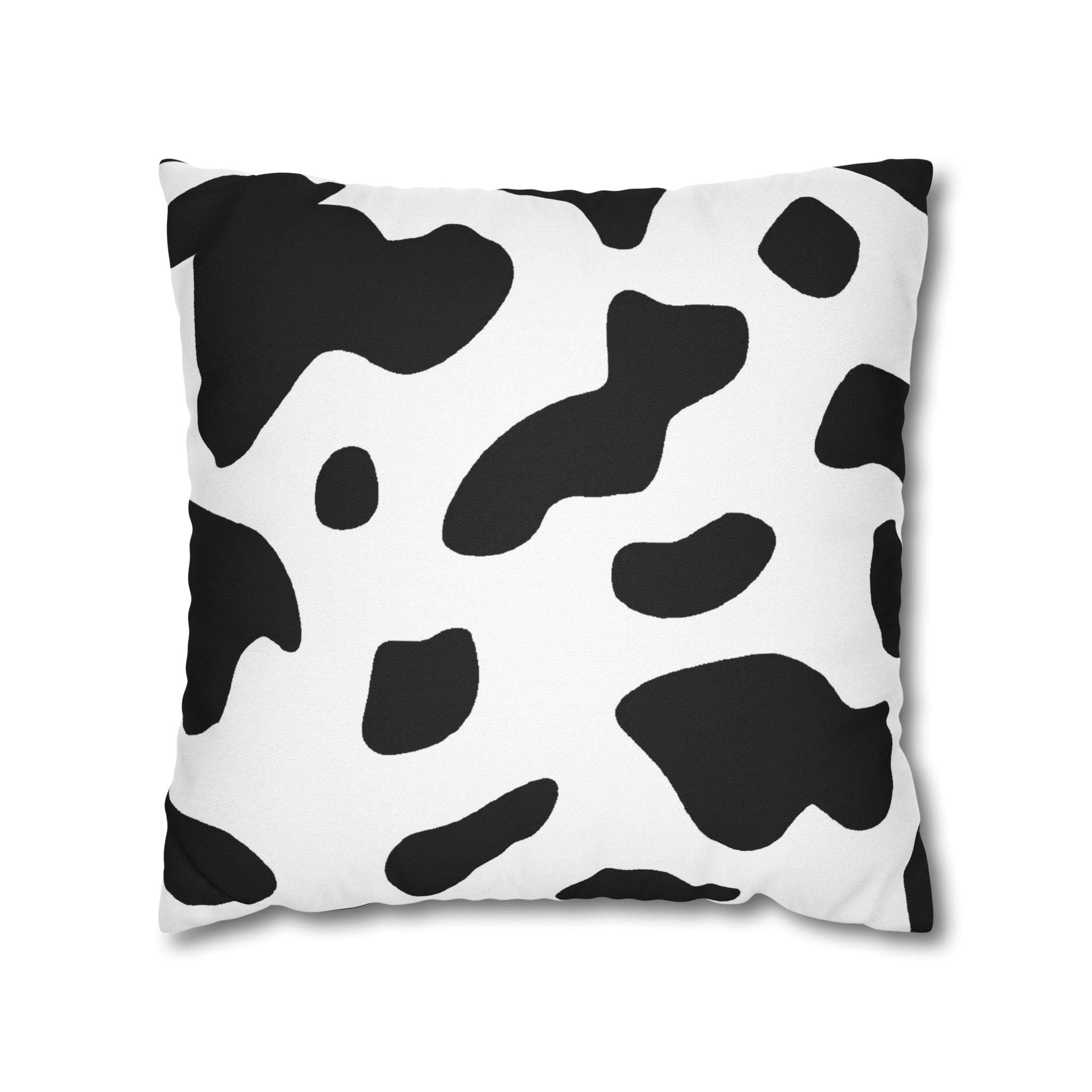 Decorative Throw Pillow Cover, Black And White Abstract Cow Print Pattern-3