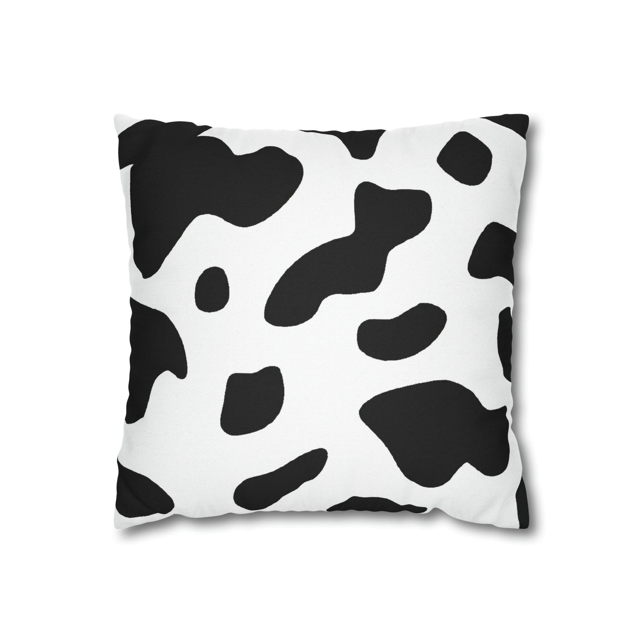 Decorative Throw Pillow Cover, Black And White Abstract Cow Print Pattern-1