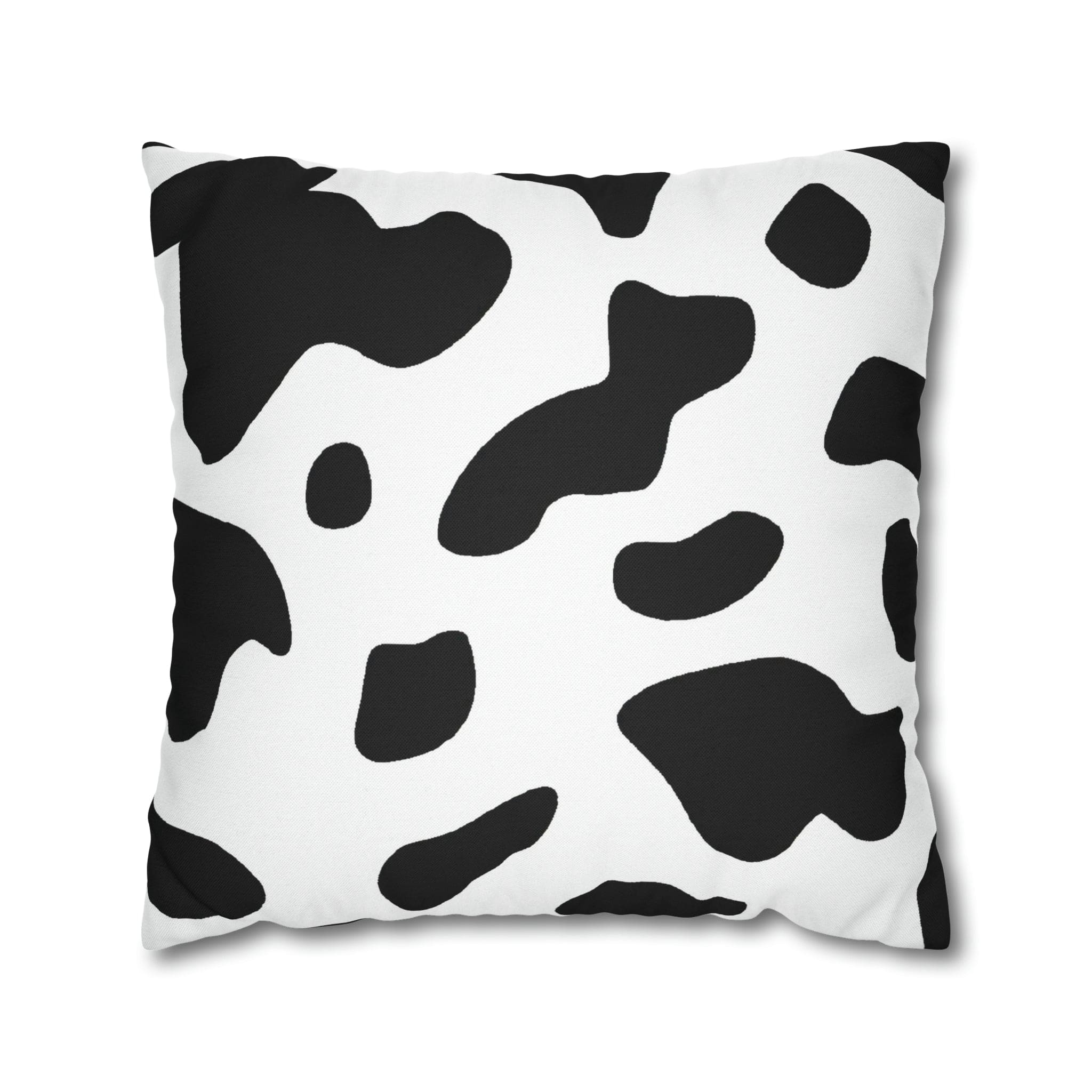 Decorative Throw Pillow Cover, Black And White Abstract Cow Print Pattern-0