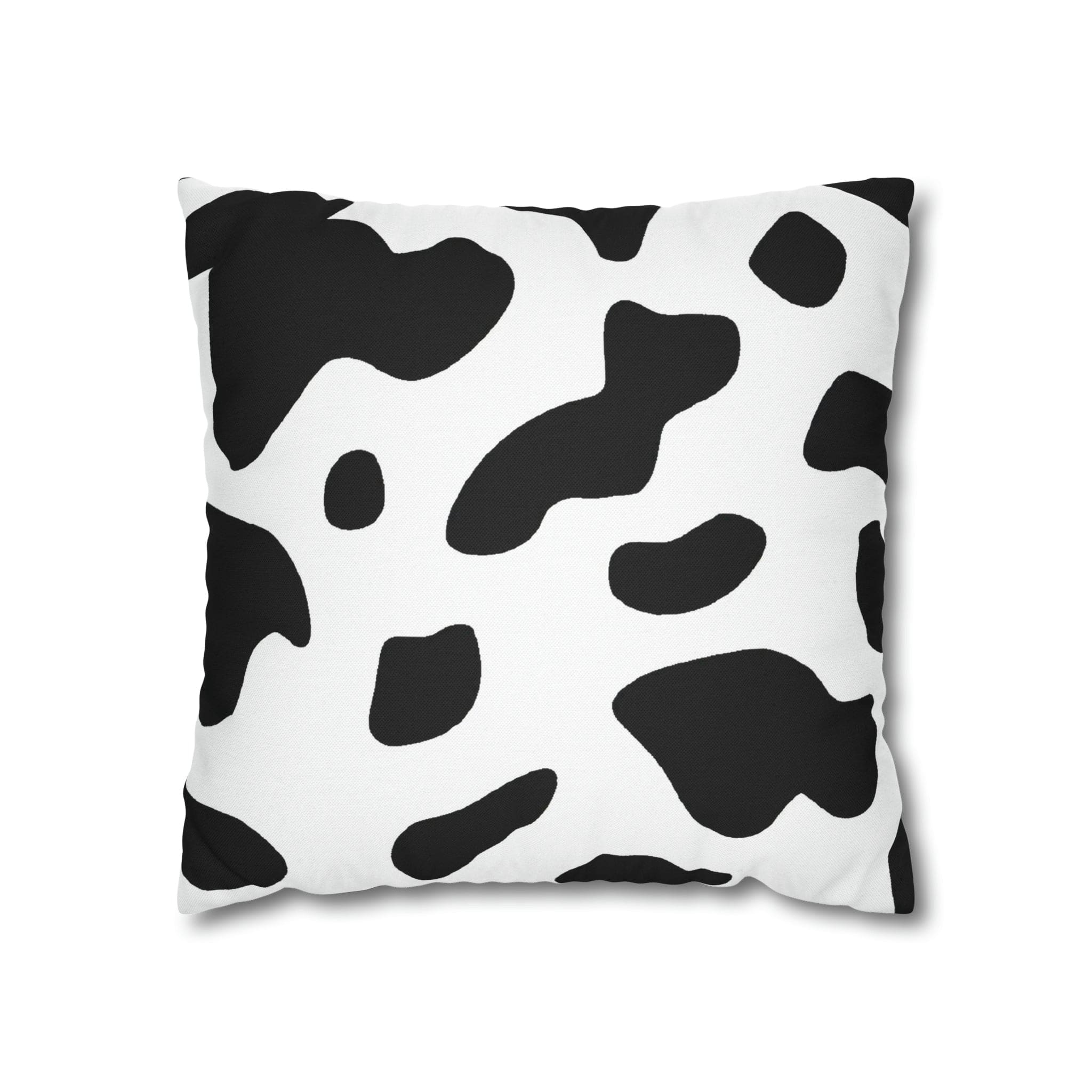 Decorative Throw Pillow Cover, Black And White Abstract Cow Print Pattern-2