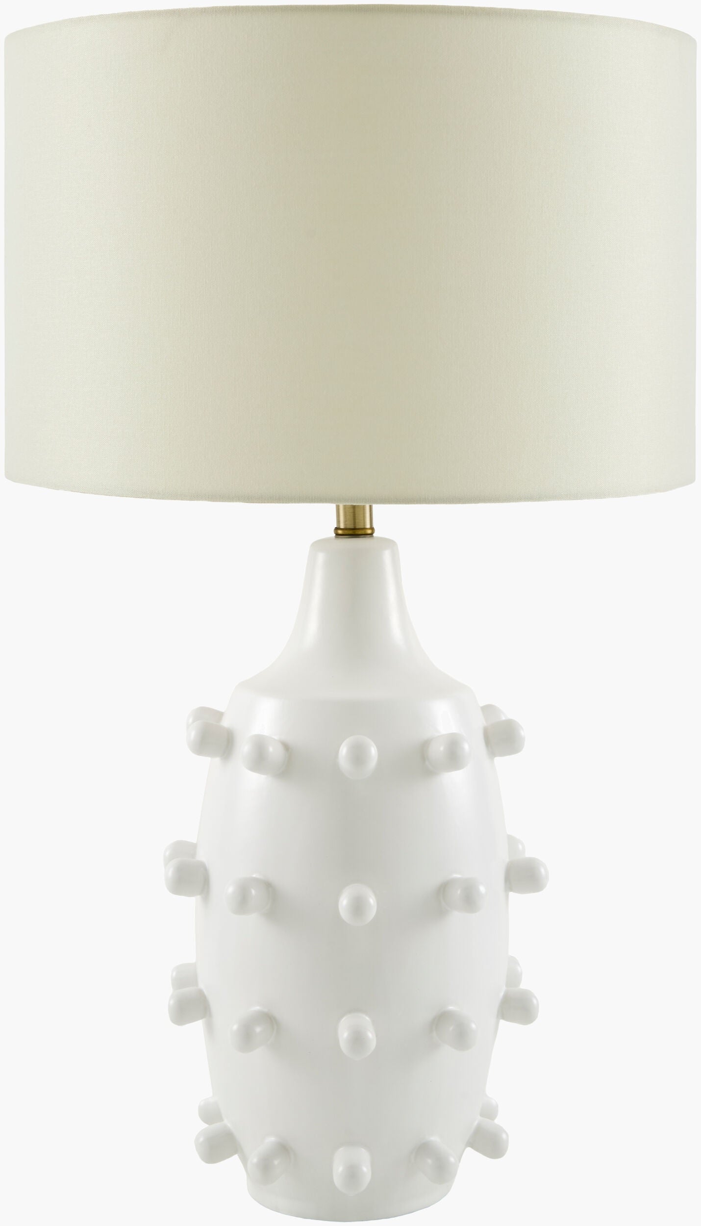 Sculpted White Ceramic Table Lamp with Linen Shade-0