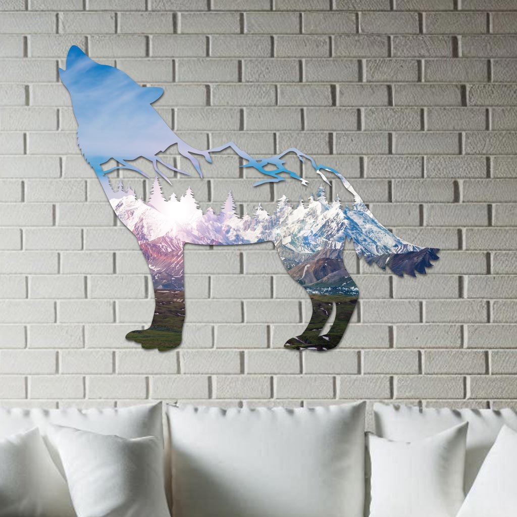 Denali Mountains in Wolf Wall Art-1