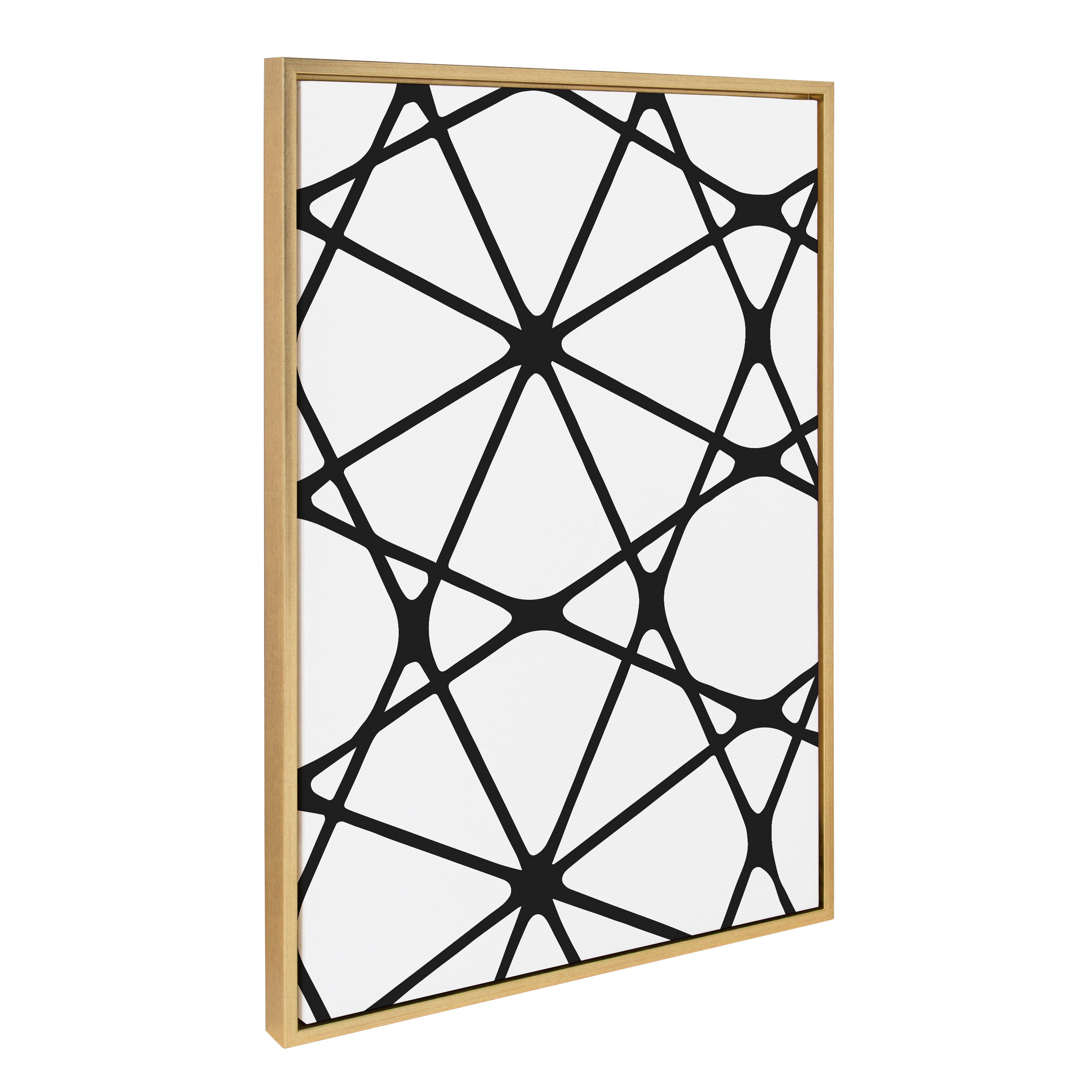 Sylvie Elevated Modern Black and White Minimalist Pattern No 1, 2 and 3 Framed Canvas by The Creative Bunch Studio