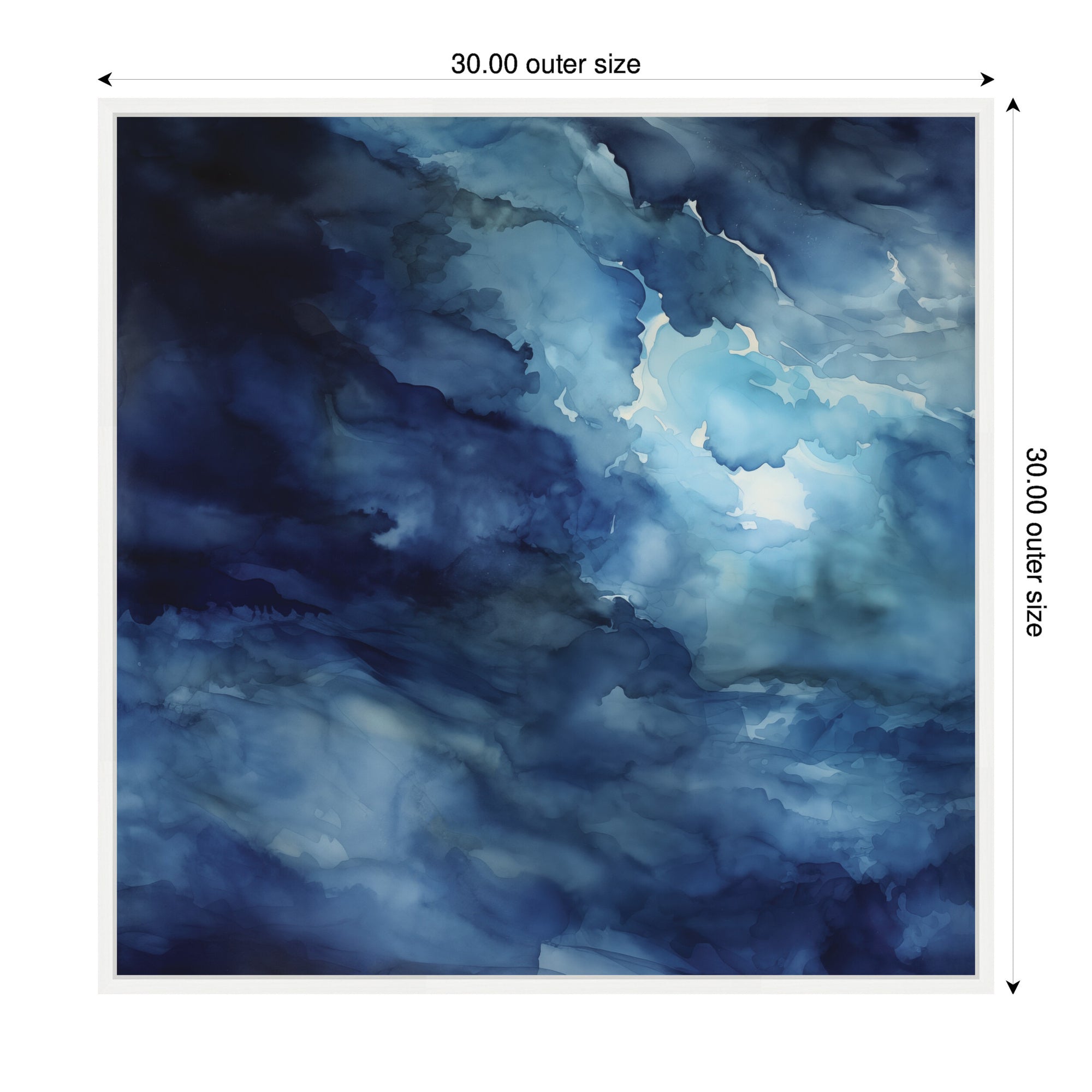 Sylvie Rich Blue Watery Abstract Framed Canvas by The Creative Bunch Studio