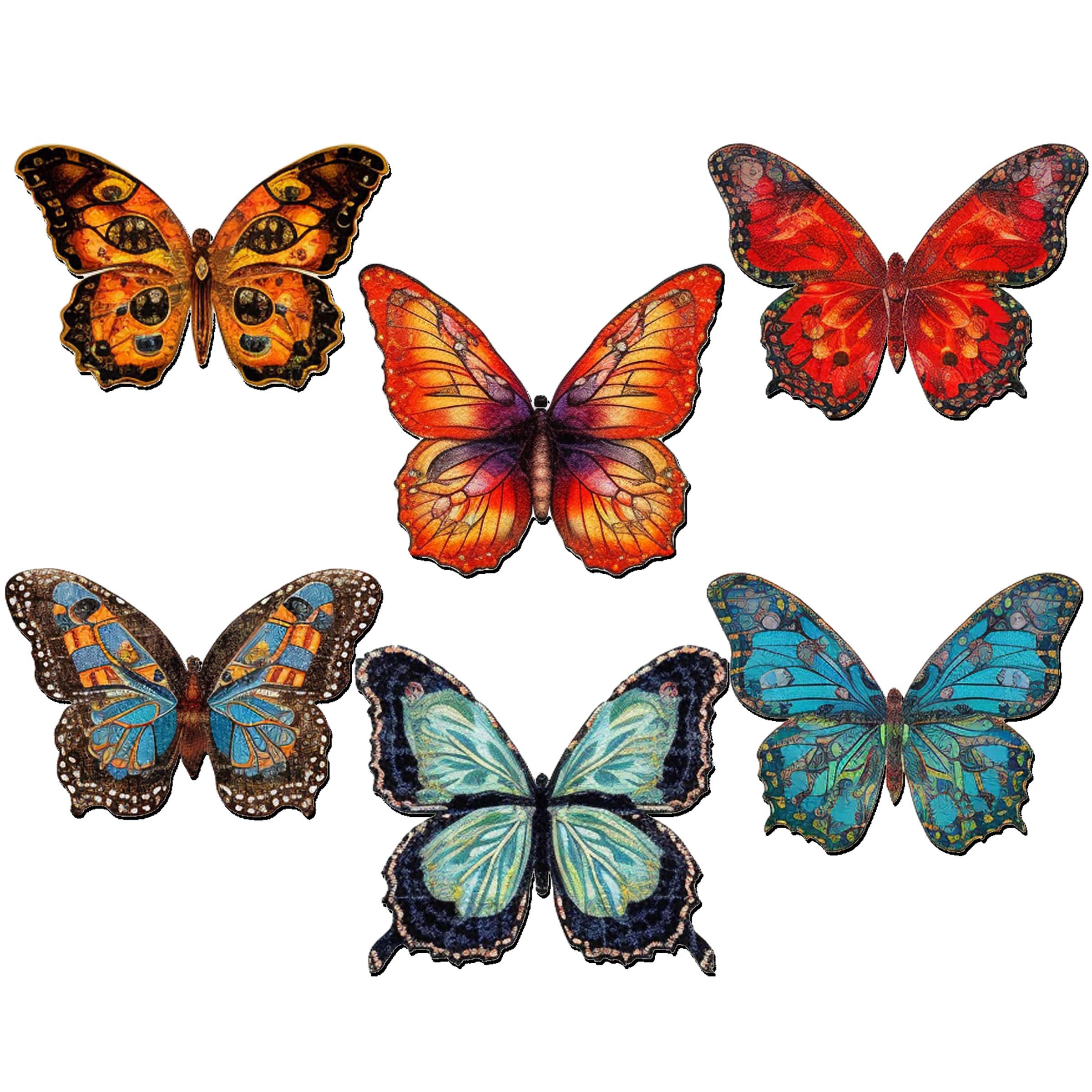 Summer Butterfly Decorative Wooden Magnets Set of 6 by G. Debrekht | Wildlife Décor - 8090012-2G-S6-4