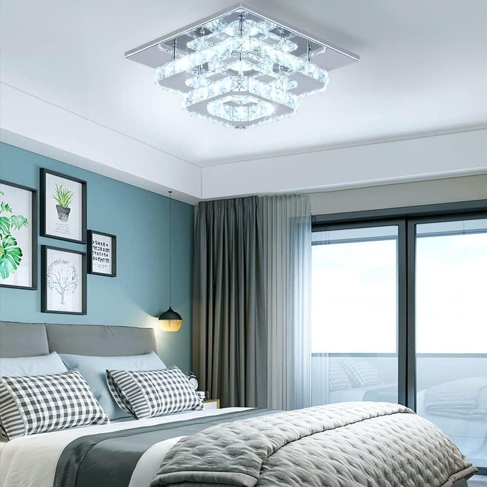 Crystal Square LED Ceiling Light 2 Layer Flush Mount-1