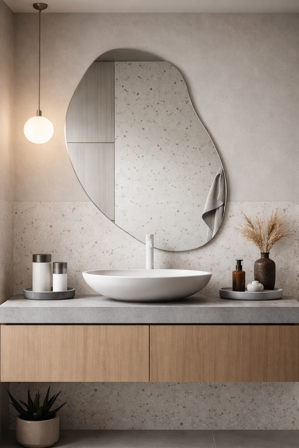 Bean Irregular Mirror Asymmetrical Bathroom Mirror