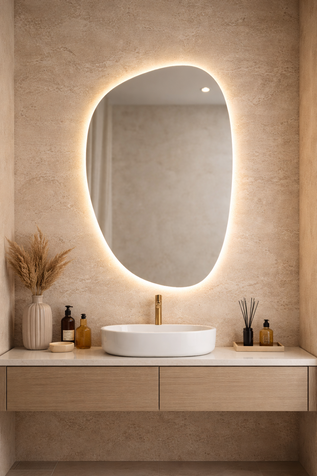 Loodo Asymmetrical Bathroom and Bedroom Wall Mirror