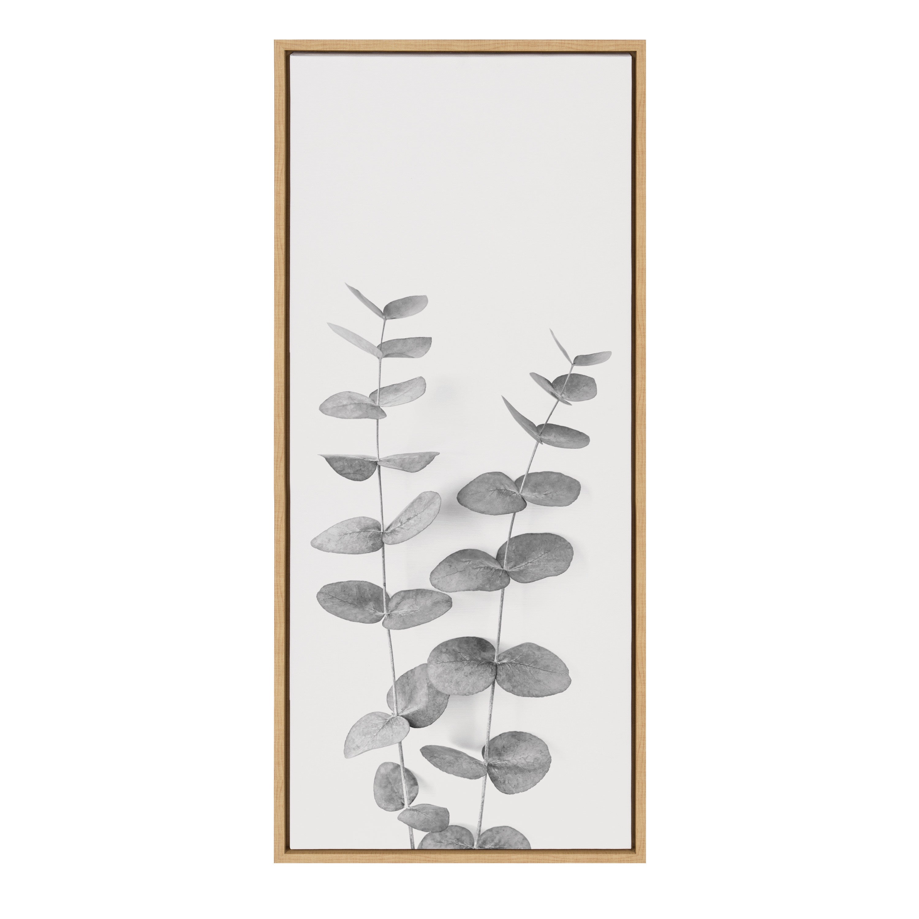 Sylvie Eucalyptus Botanical II Gray and Soft White Framed Canvas by The Creative Bunch Studio
