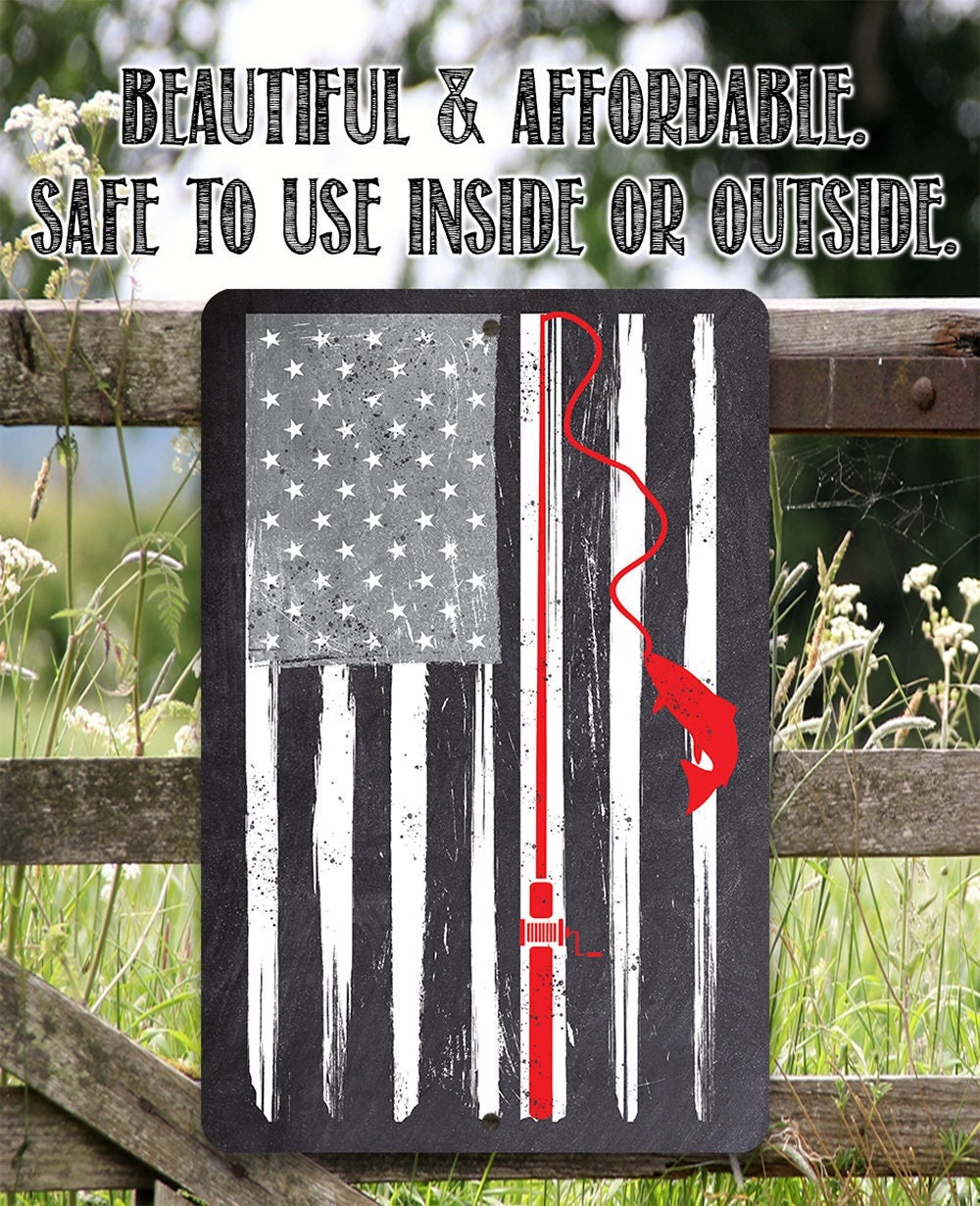 Distressed Flag Fishing - Metal Sign