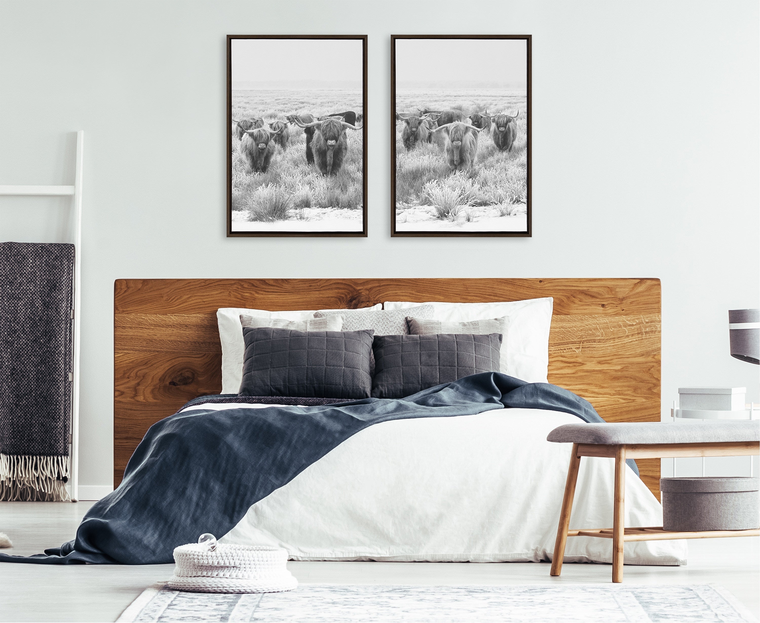 Sylvie Herd of Highland Cows Framed Canvas by The Creative Bunch Studio