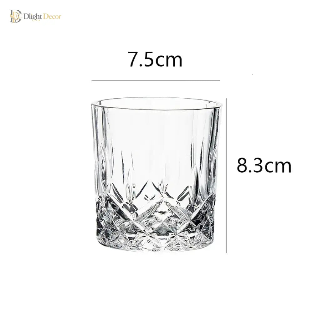 Dlight Decor 2pc 230ml Crystal Embossed Glass Cup Set – Whiskey, Wine & Water