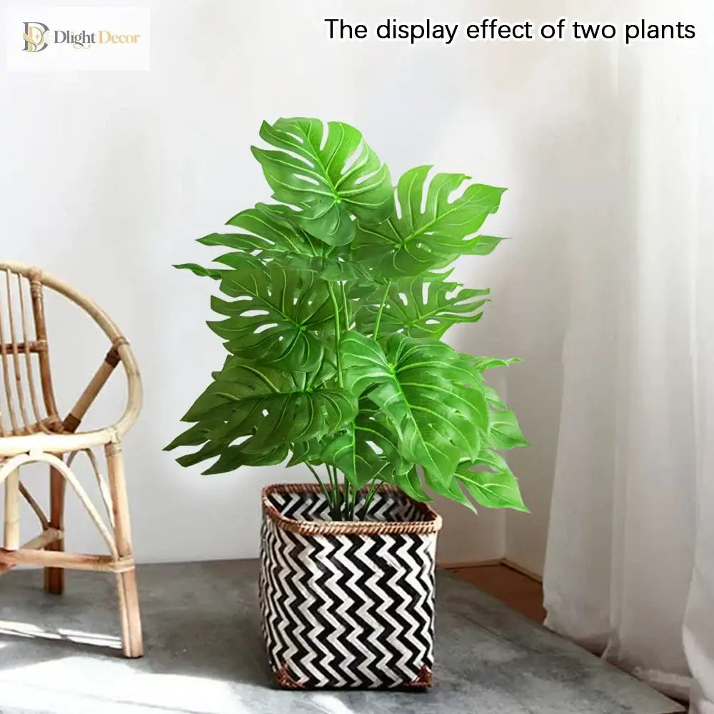 Dlight Decor 53cm Monstera Palm Plant with Turtle Leaves for Home and Party Decor