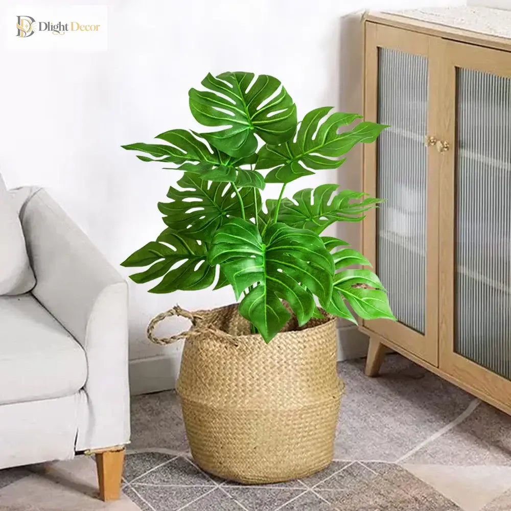 Dlight Decor 53cm Monstera Palm Plant with Turtle Leaves for Home and Party Decor