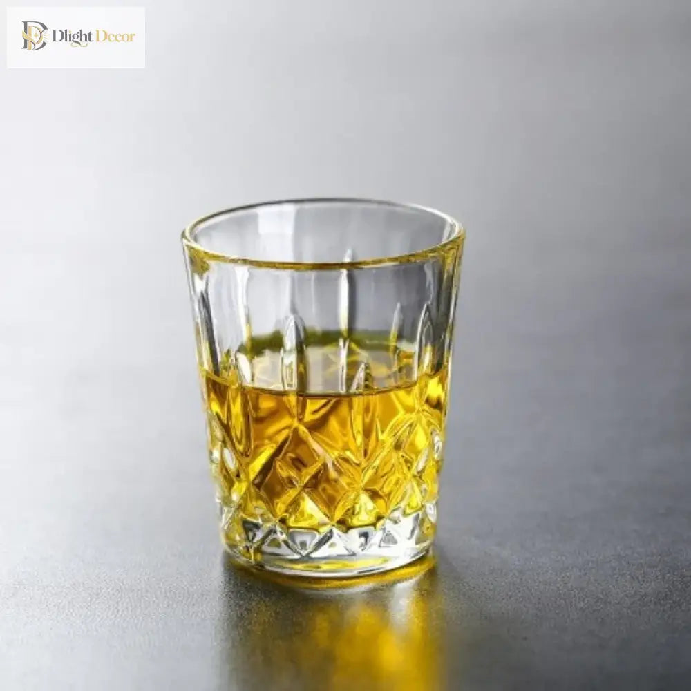 Dlight Decor 6pc Retro Engraved Glass Set Whisky, Beer, Juice & Water Cups
