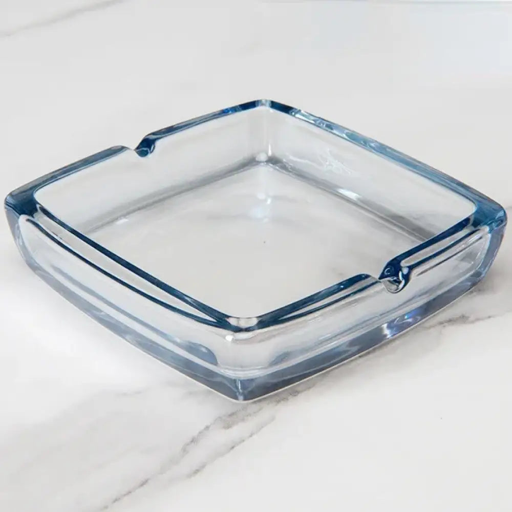 Dlight Decor Classic Square Crystal Glass Ashtray Transparent Smoke Tray for Home, Bar & Office
