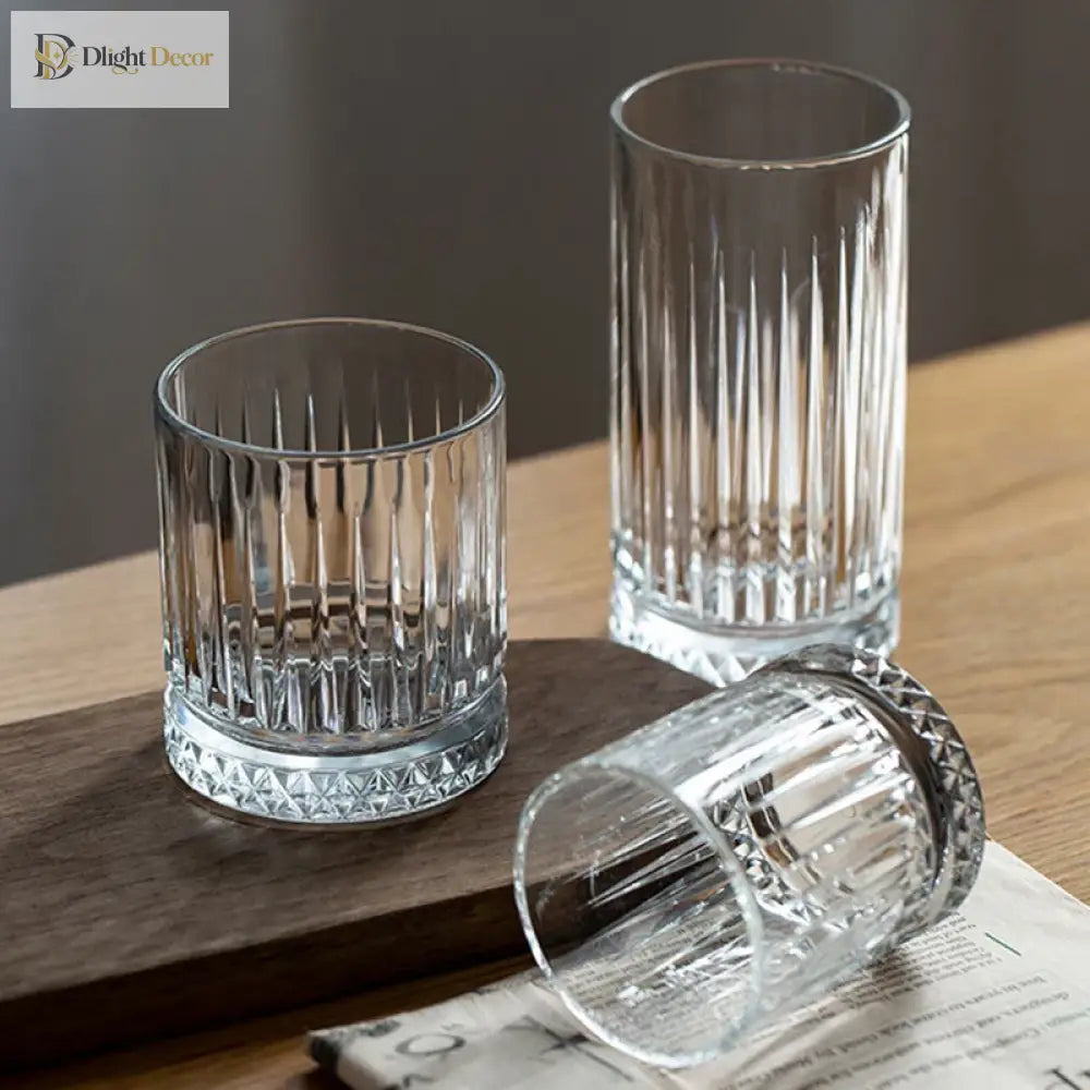 Dlight Decor Diamond Stripe Glass Coffee Cups (100–450ml)