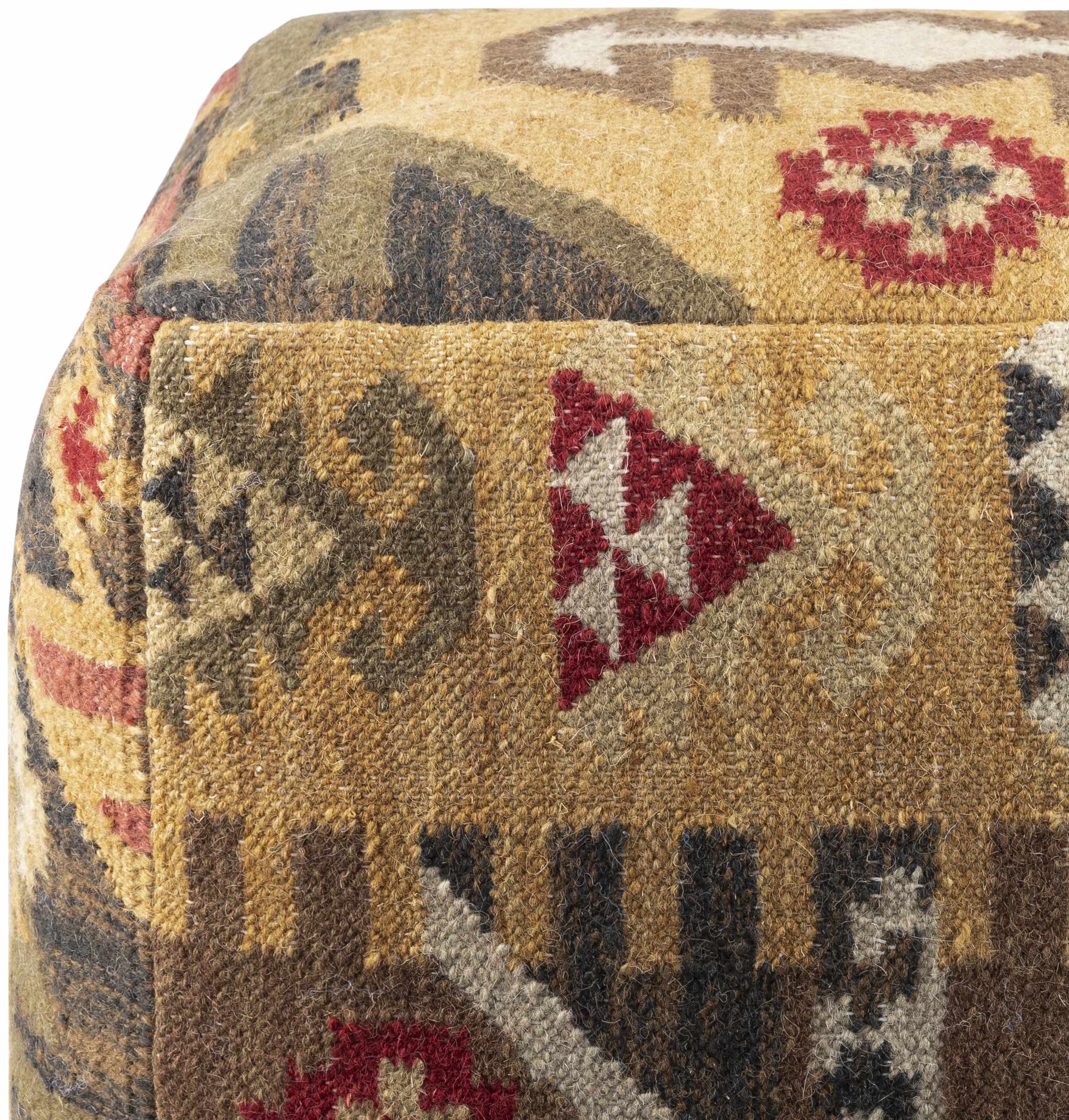Dhaurahra Southwestern Geometric Cotton Pouf-2