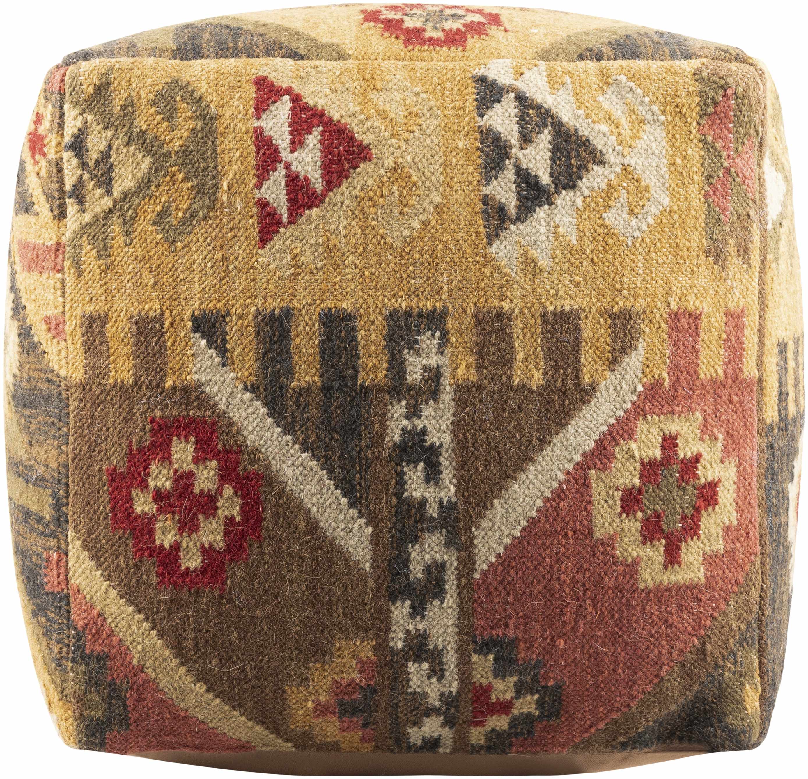 Dhaurahra Southwestern Geometric Cotton Pouf-3