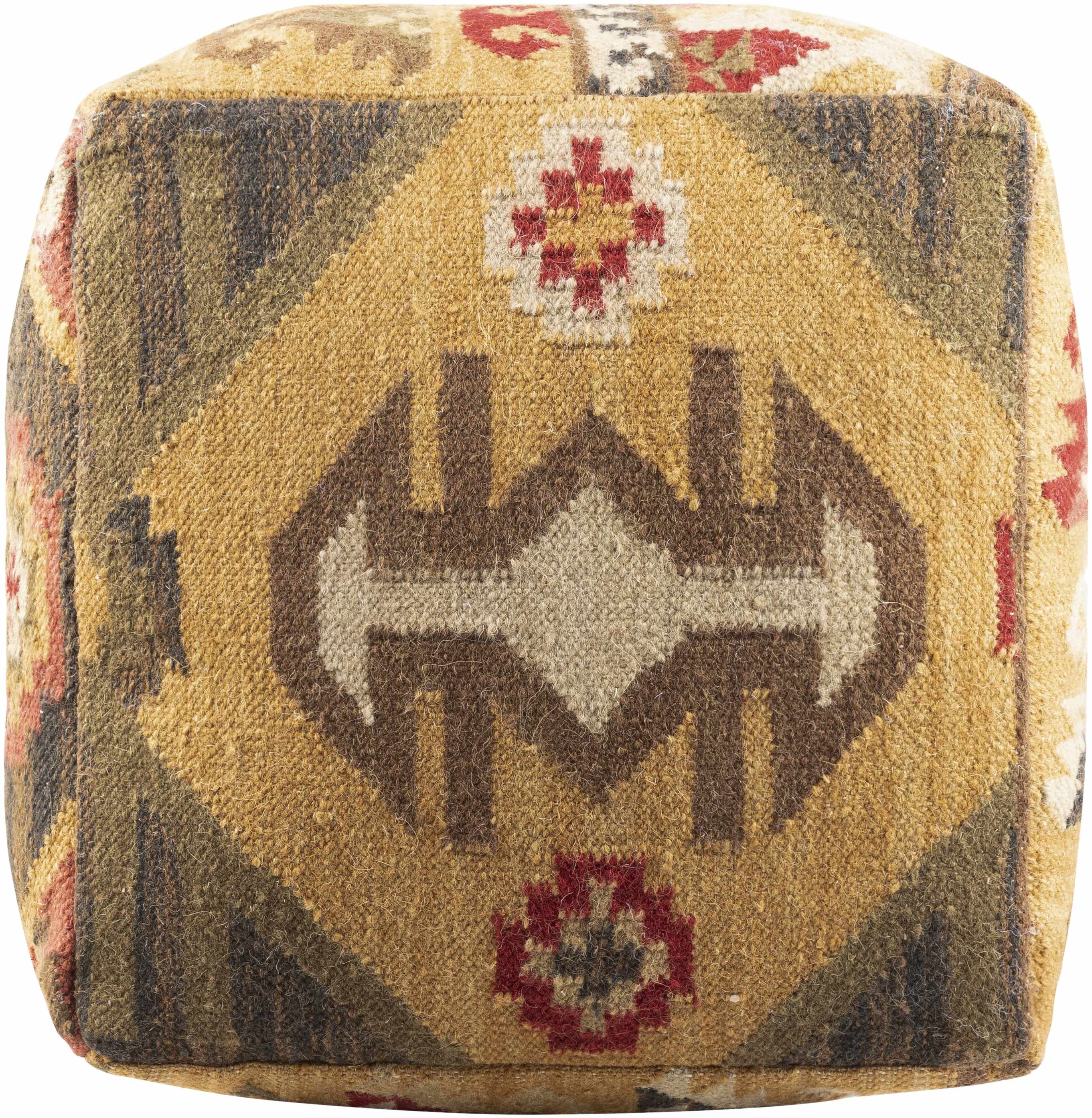 Dhaurahra Southwestern Geometric Cotton Pouf-1