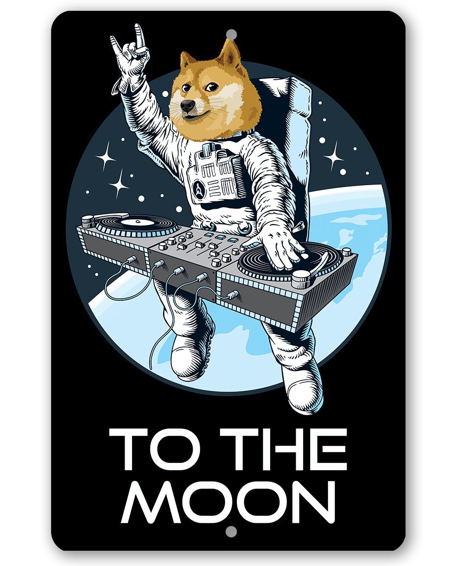 Dogecoin to the Moon - Metal Sign