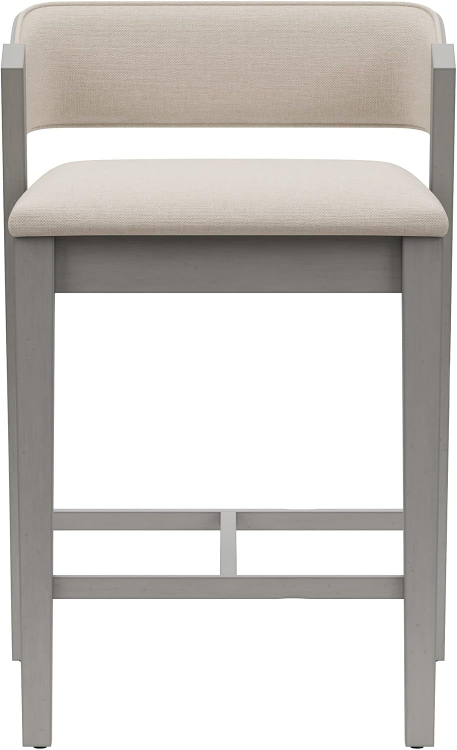 Counter Height Wood Stool Distressed Gray Upholstered Seat