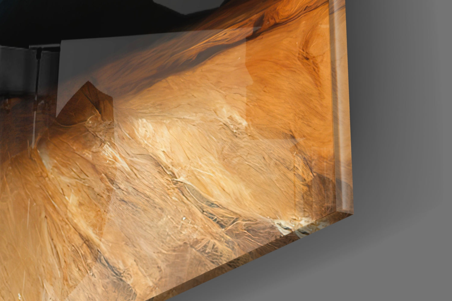 Golden Smoke Aura Meditation Glass Wall Art
