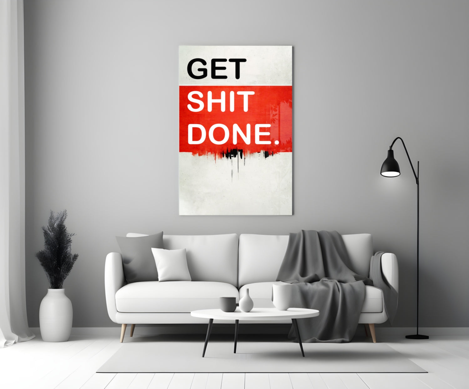Red Block Bold Motivation Typography Glass Wall Art