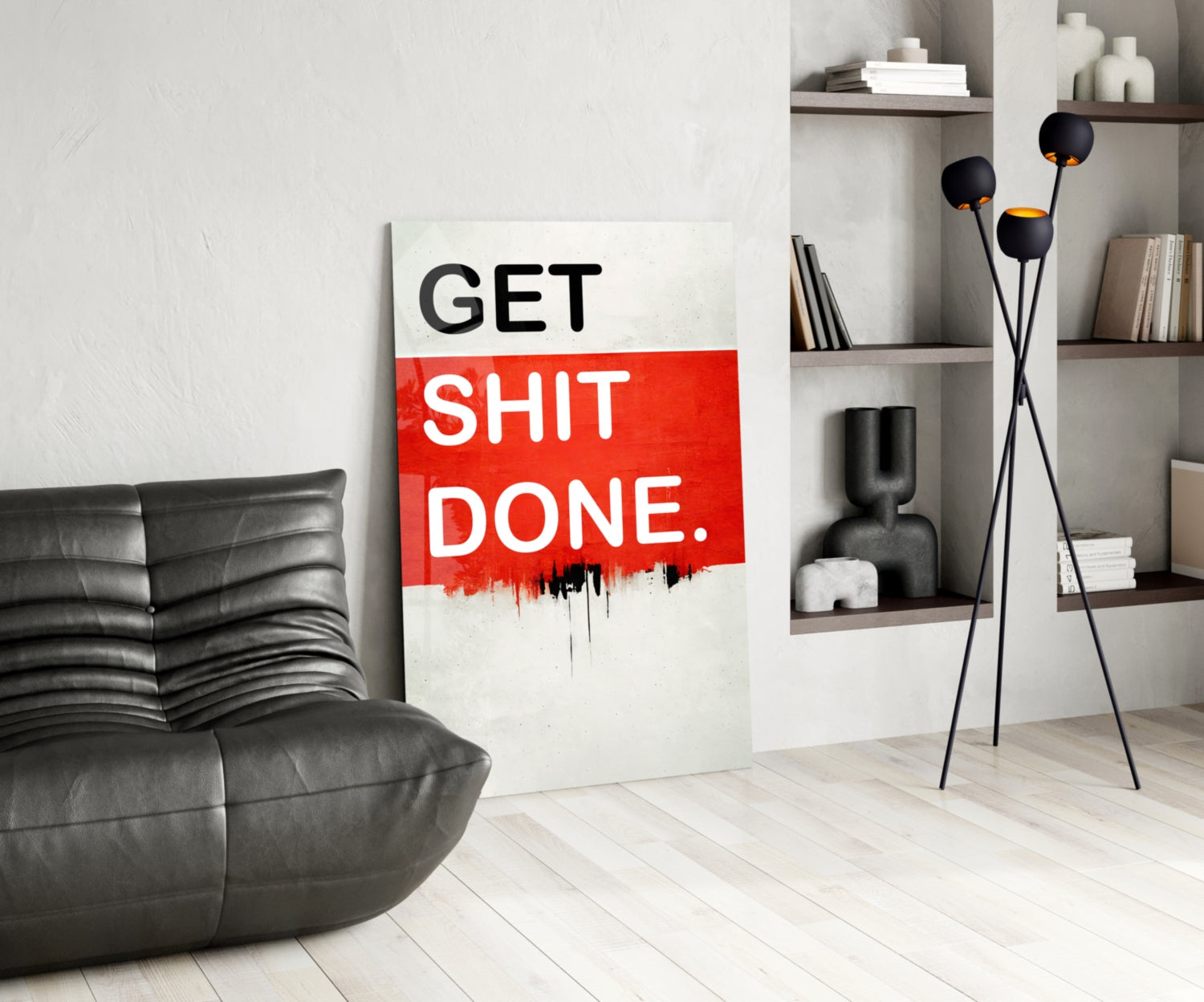 Red Block Bold Motivation Typography Glass Wall Art