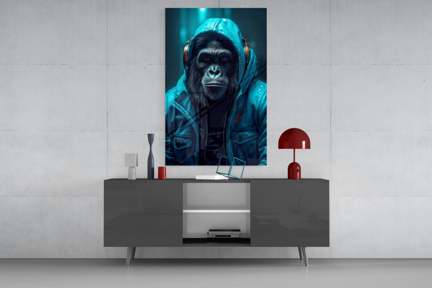 Music and the Ape  Glass Wall Art || Designer Collection