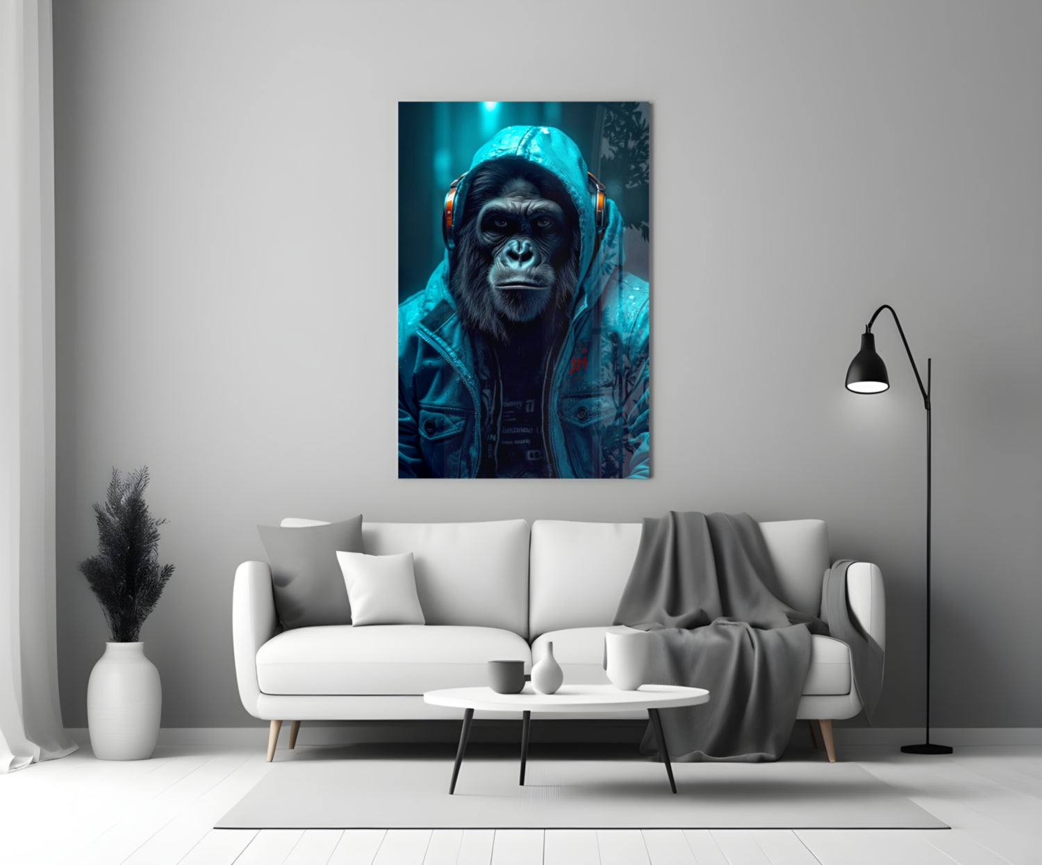Music and the Ape  Glass Wall Art || Designer Collection