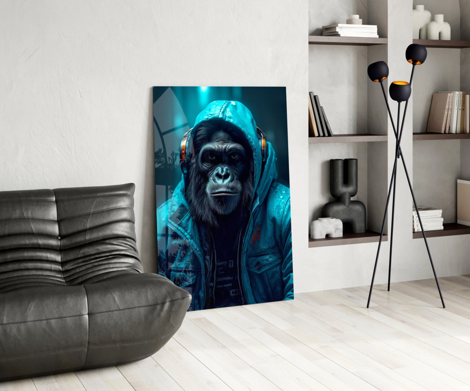 Music and the Ape  Glass Wall Art || Designer Collection
