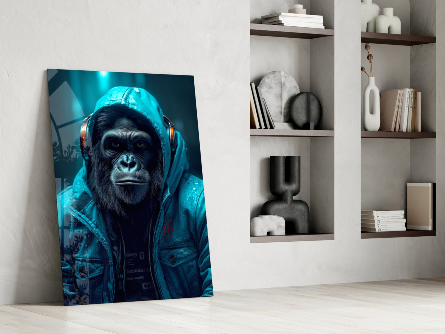 Music and the Ape  Glass Wall Art || Designer Collection