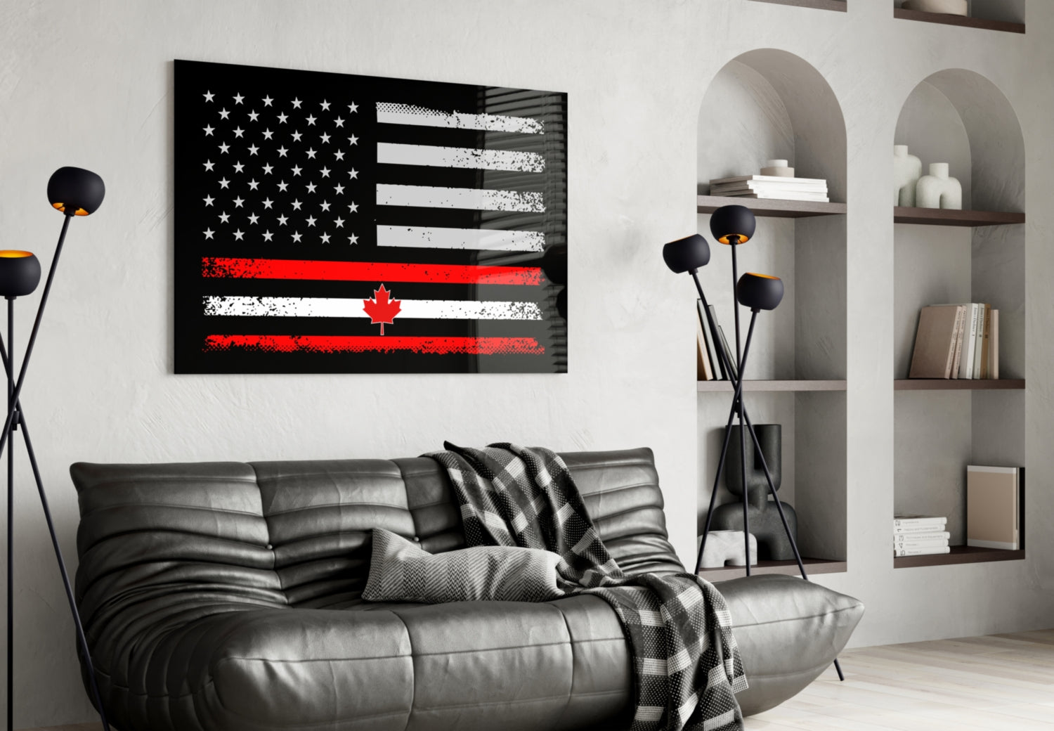 USA-Canada Flag Glass Wall Art || Designer Collection