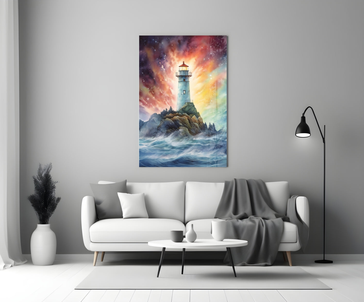Lighthouse Glass Wall Art || Designer Collection