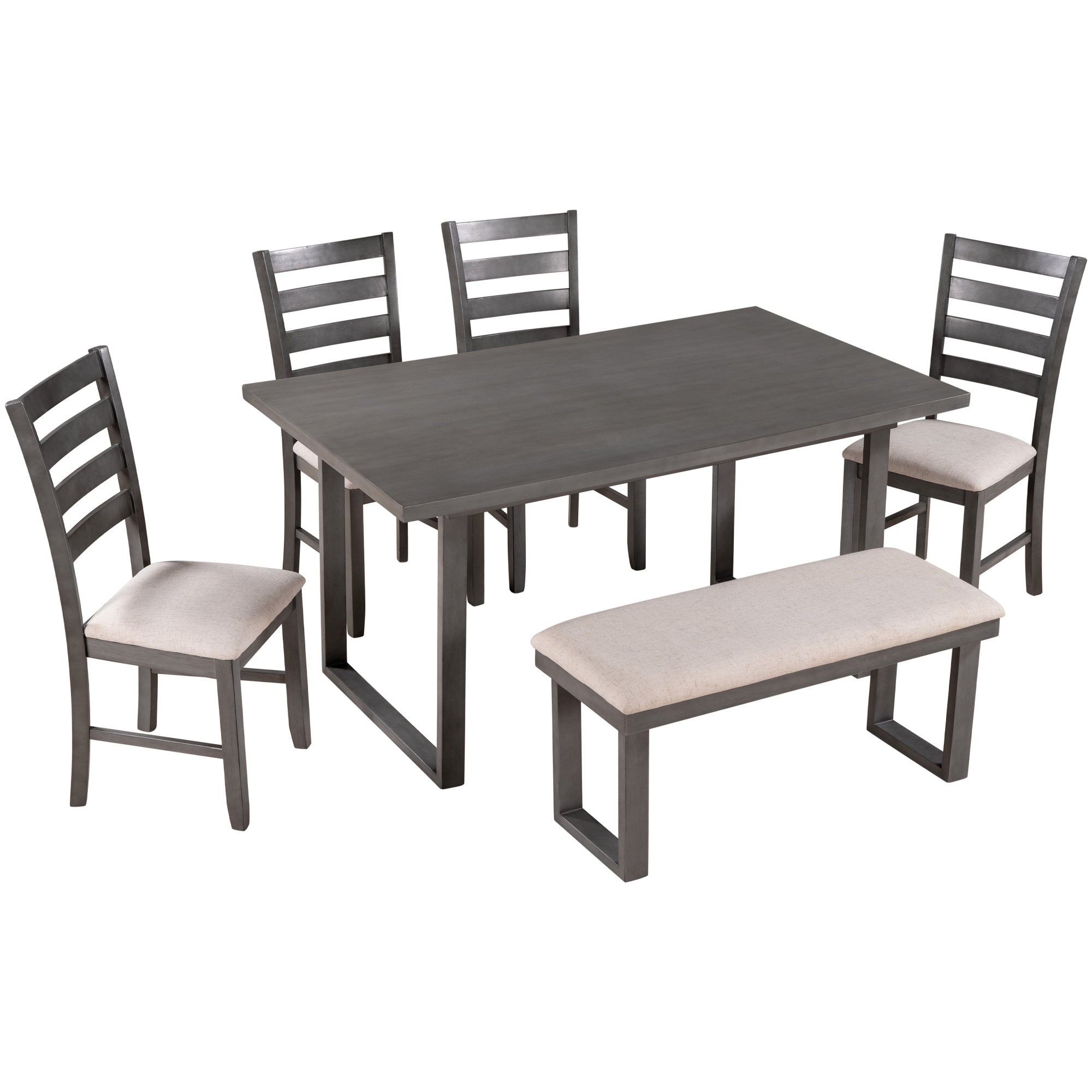 6-Pieces Solid Wood Dining Room Set-4