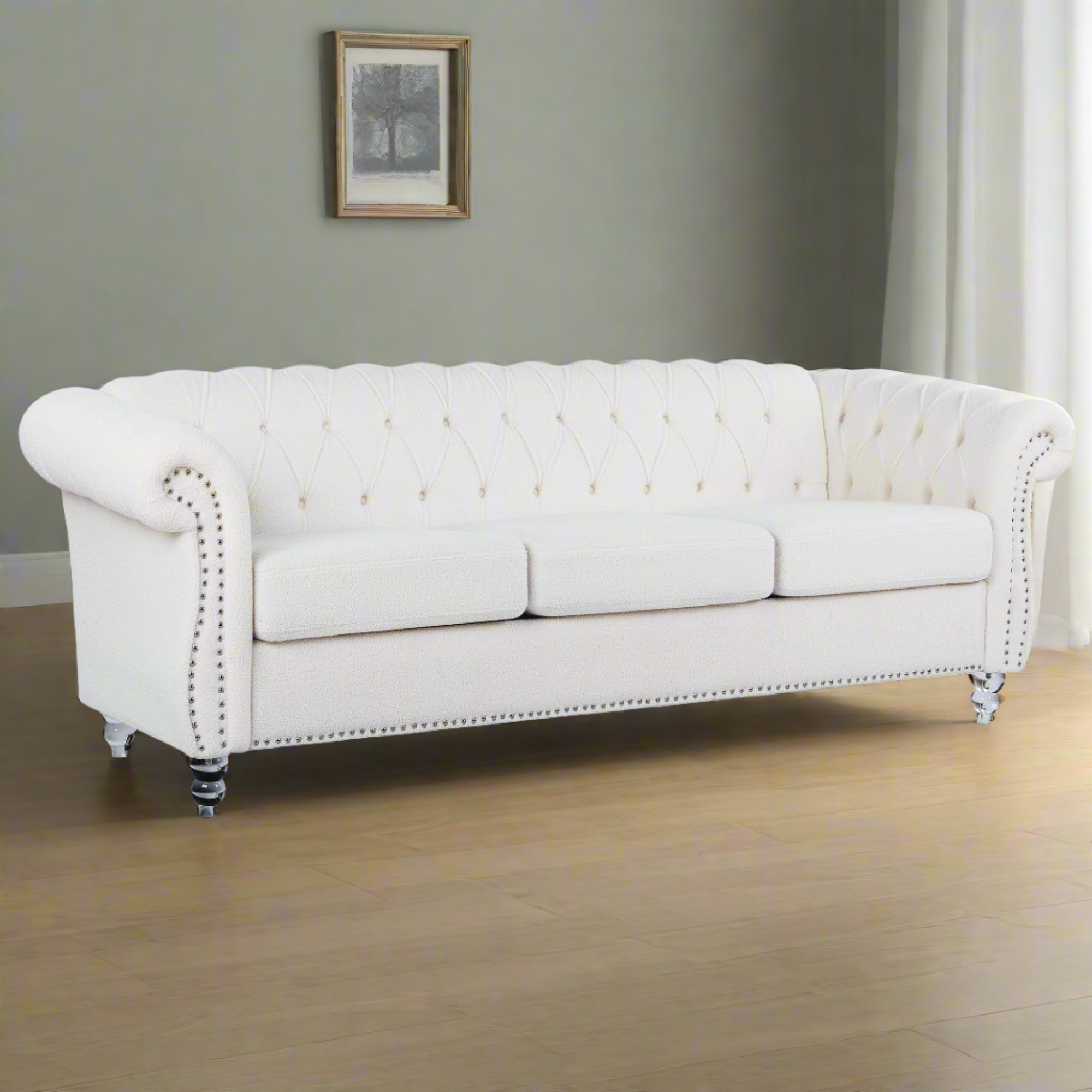 Rolled Arm Chesterfield 3 Seater Sofa