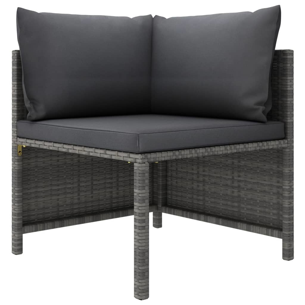 7 Piece Patio Lounge Set with Cushions Poly Rattan Gray-2