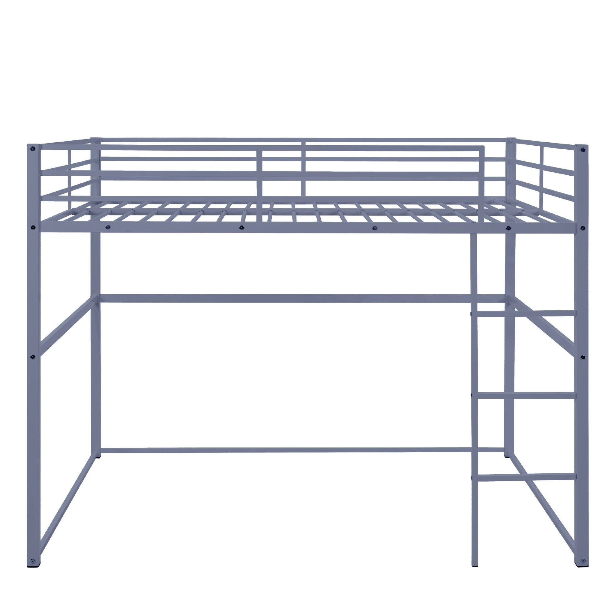 Heavy-Duty Full Metal Loft Bed with Guard Rails and Ladder, Gray | Just Better Bunk Beds