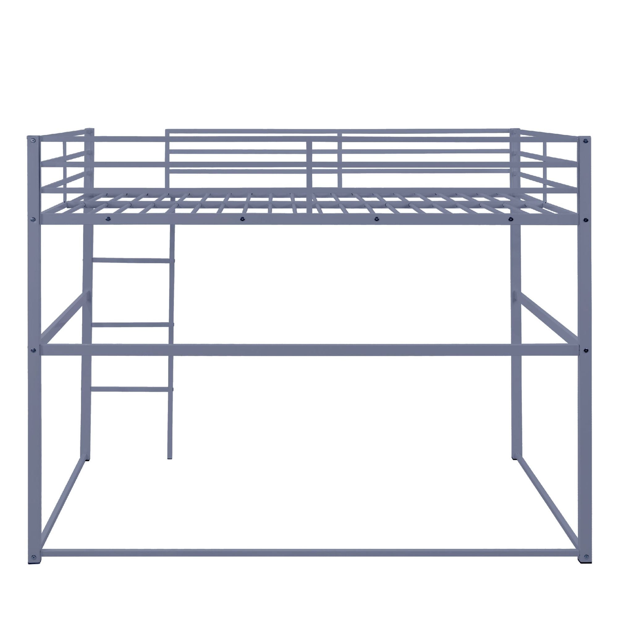 Heavy-Duty Full Metal Loft Bed with Guard Rails and Ladder, Gray | Just Better Bunk Beds