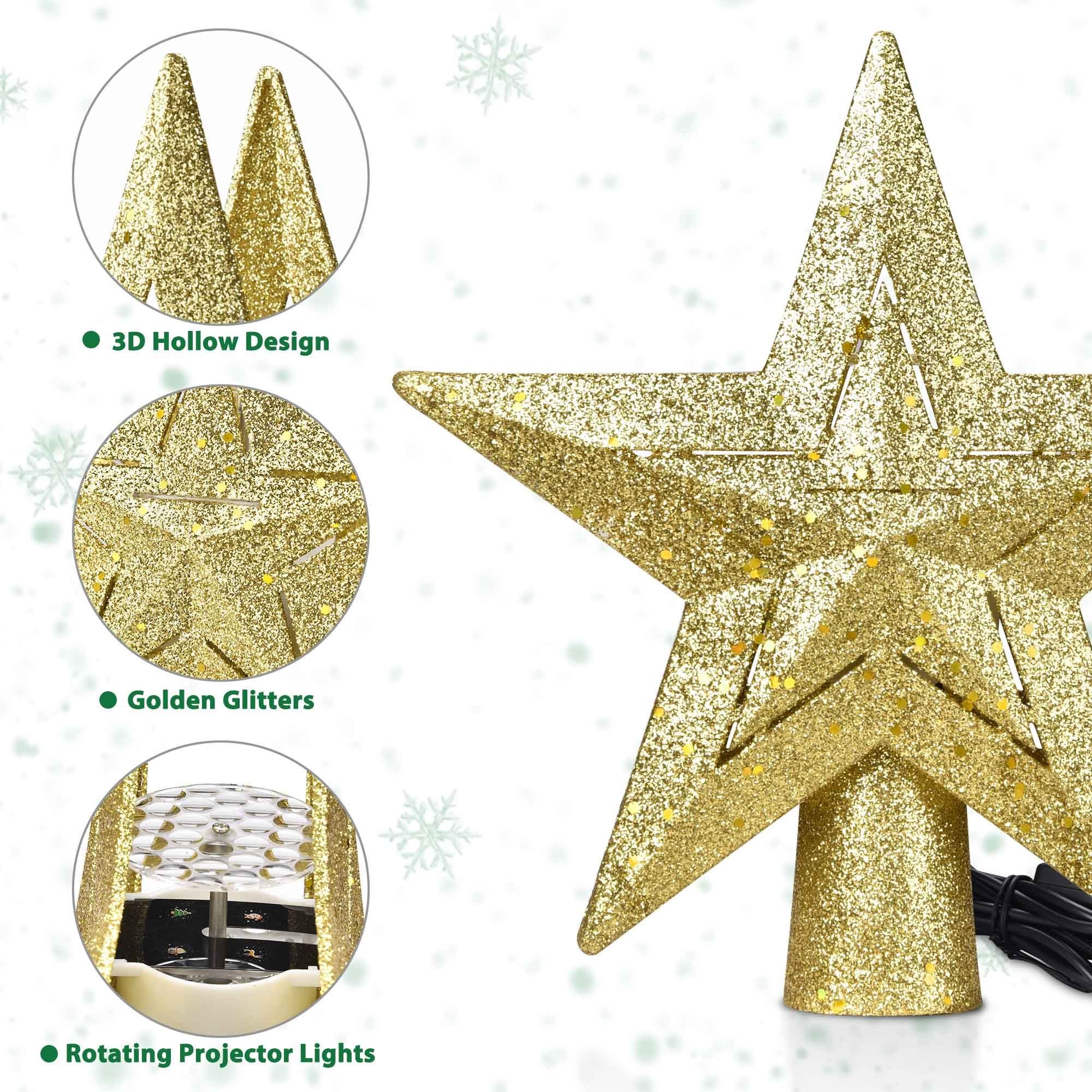 2 Pack Gold Christmas Tree Topper Star, Christmas Decorations for Holiday, Xmas Tree Toppers-1